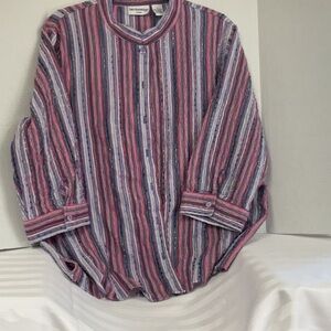 Breckenridge Pink and Purple Casual Button Down Shirt